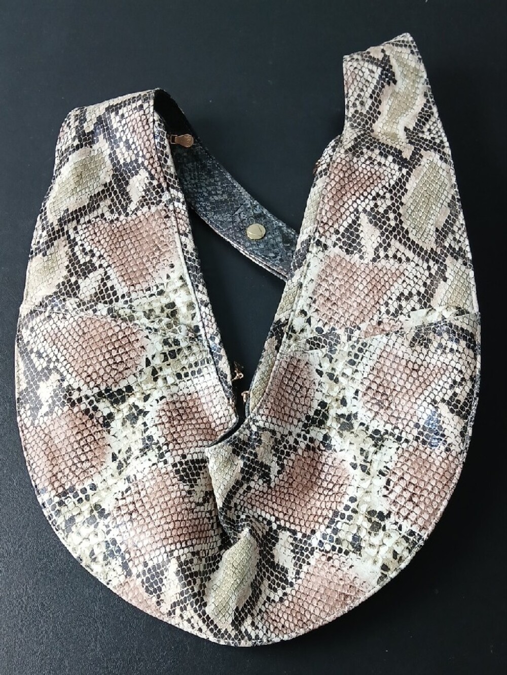 Snake-Print Crossbody Bag Collar in Pink, Cream, and Black